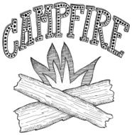 Hand Drawn Campfire Doodle with Lettered