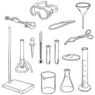 Laboratory equipment in black and white