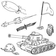 Weapon collection in black and white