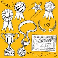 Success Award Doodles - Trophy Ribbon Certificate