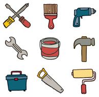 Tool and equipment doodle icons