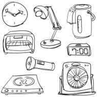 Home appliances in black and white