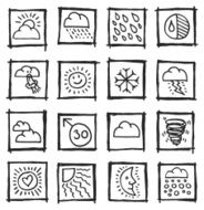 Doodle weather icon set