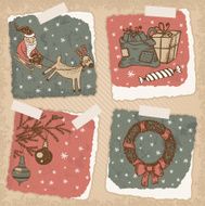 Vintage style hand-drawn Christmas set N2