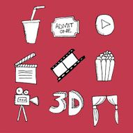 Movie doodle icon set