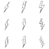 Vector Set of Sketch Thunder Lighting Icons