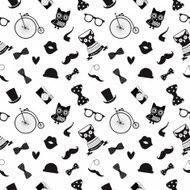 Hipster Black and White Seamless Pattern