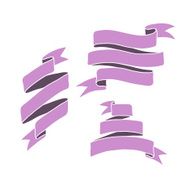 Vintage hand drawn set of ribbon banners