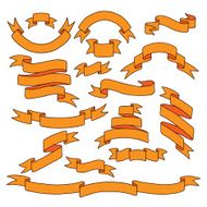Vintage hand drawn set of ribbon banners N3