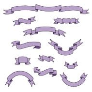 Vintage hand drawn set of ribbon banners N5