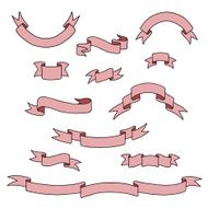 Vintage hand drawn set of ribbon banners N6