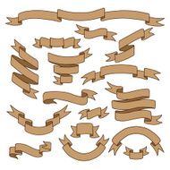 Vintage hand drawn set of ribbon banners N11