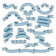 Vintage hand drawn set of ribbon banners N12