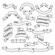 Vintage hand drawn set of ribbon banners N13