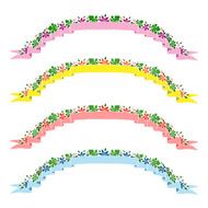 Vintage flowers ribbon banners hand drawn set N2