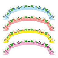 Vintage flowers ribbon banners hand drawn set N3