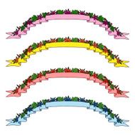 Vintage flowers ribbon banners hand drawn set N7