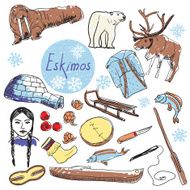Vector set of tourist attractions Eskimos