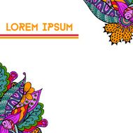 Cute hand drawn floral doodle background in bright colors