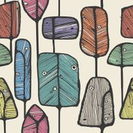 Seamless pattern design with abstract doodle trees