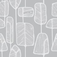 Seamless pattern design with abstract doodle trees N3