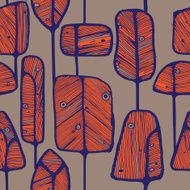 Seamless pattern design with abstract doodle trees N4