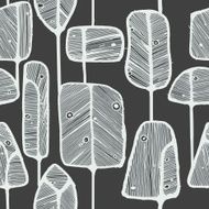Seamless pattern design with abstract doodle trees N5