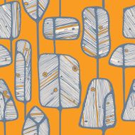 Artistic seamless pattern design with abstract doodle trees