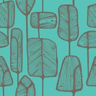Seamless pattern design with abstract doodle trees N6
