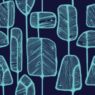Seamless pattern design with abstract doodle trees N7