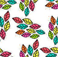 Seamless pattern with colored leaves on a white background