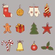 Set of hand drawn Christmas symbols