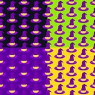 Set of seamless pattern for Halloween with a witch hat