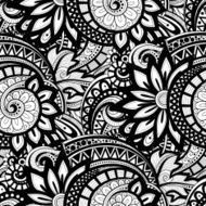 Vector Seamless Monochrome Floral Pattern N11