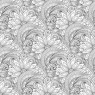 Vector Seamless Monochrome Floral Pattern N13