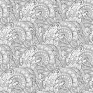 Vector Seamless Monochrome Floral Pattern N14