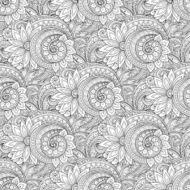 Vector Seamless Monochrome Floral Pattern N15