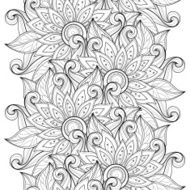 Vector Seamless Monochrome Floral Pattern N19