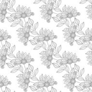 Vector Seamless Monochrome Floral Pattern N20