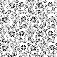 Vector Seamless Monochrome Floral Pattern N22