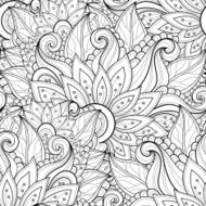 Vector Seamless Monochrome Floral Pattern N24