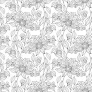 Vector Seamless Monochrome Floral Pattern N25