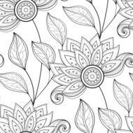 Vector Seamless Monochrome Floral Pattern N27