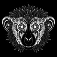 Vector Ornate Monkey Head
