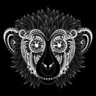 Vector Ornate Monkey Head