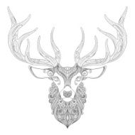 Vector Ornate Deer Horned Head