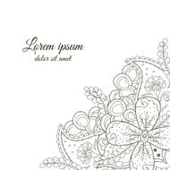 Cute hand drawn black and white doodle corner for background