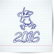 Background for a New year theme with monkey 2016