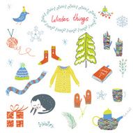 Winter and Christmas symbols set - funny design N2