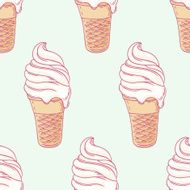 Twisted ice cream in a waffle cone Seamless pattern